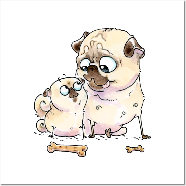 Best Buds pugs Wall Art by Inkpug